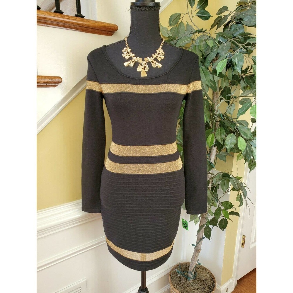 HERA COLLECTION Long Sleeve Black Body-con Dress Large